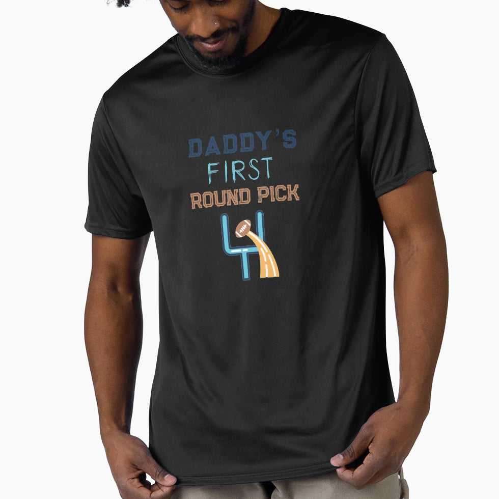 Daddys First Round Pick T-Shirt - Minimalist Print for Adults - T-Shirt, Sweatshirt, Hoodie