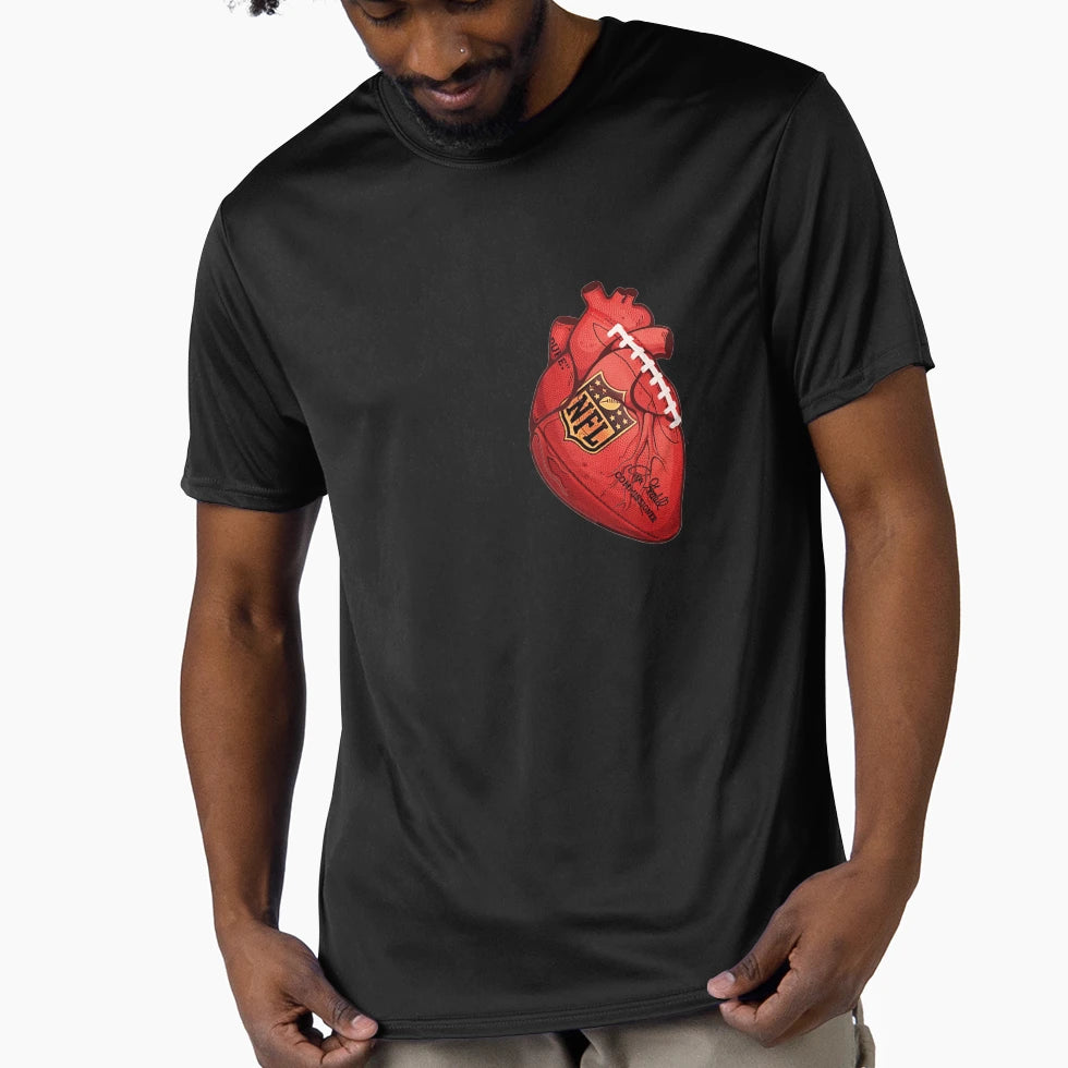I Heart Football T-Shirt - Custom Art Print for Adults - T-Shirt, Sweatshirt, Hoodie