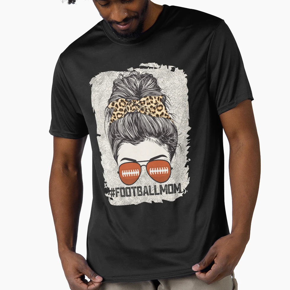 Bleached Football Mom Messy Bun T-Shirt - Minimalist Print Men Women - T-Shirt, Sweatshirt, Hoodie