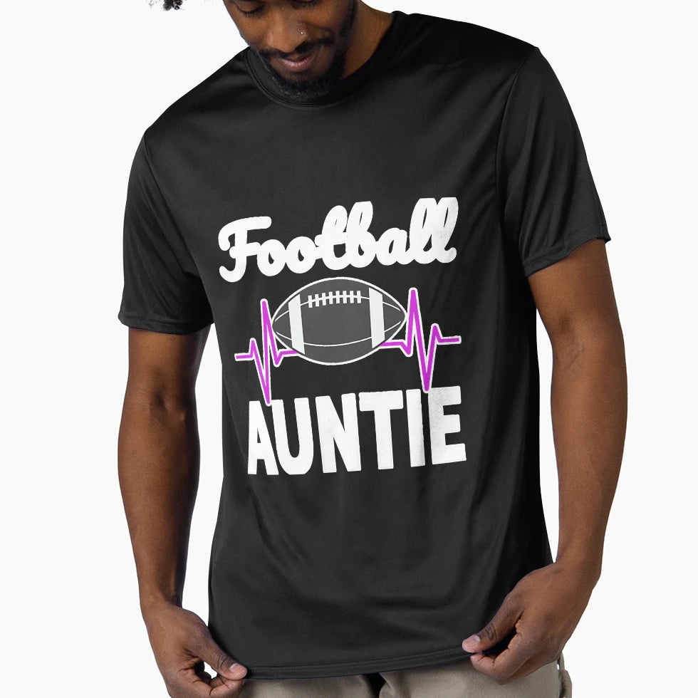 Football Auntie Heartbeat T-Shirt - Casual Everyday Wear Unisex - T-Shirt, Sweatshirt, Hoodie