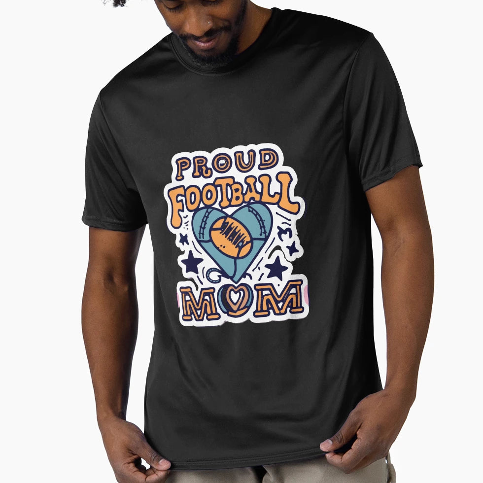Proud Football Mom Heart And T-Shirt - Casual Everyday Wear Men Women - T-Shirt, Sweatshirt, Hoodie