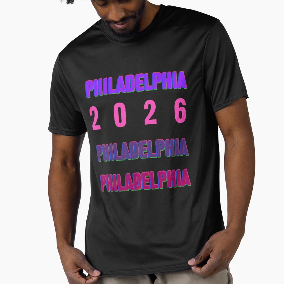 Philadelphia 2026 Layered Typography T-Shirt - Aesthetic Graphic Unisex - T-Shirt, Sweatshirt, Hoodie