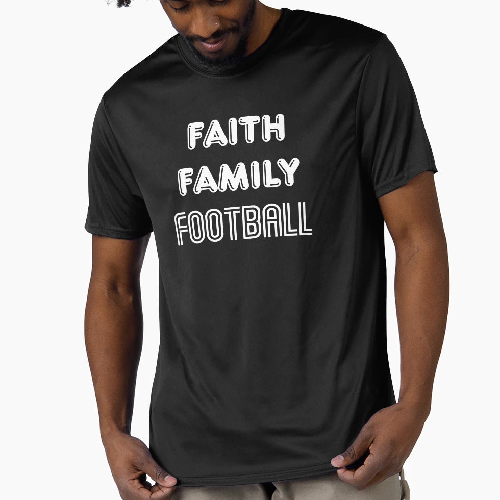Faith Family Football Bold And T-Shirt - Casual Everyday Wear Men Women - T-Shirt, Sweatshirt, Hoodie