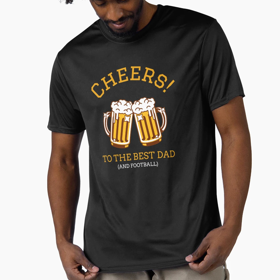 Cheers To Best Dad And Football T-Shirt - Aesthetic Graphic Men Women - T-Shirt, Sweatshirt, Hoodie