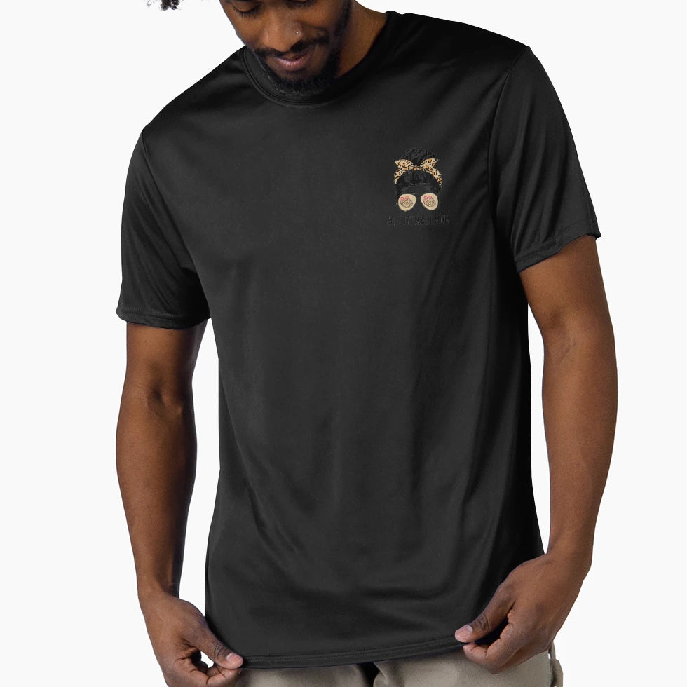 Football Mom Life Messy Bun Leopard T-Shirt - Minimalist Print Men Women - T-Shirt, Sweatshirt, Hoodie
