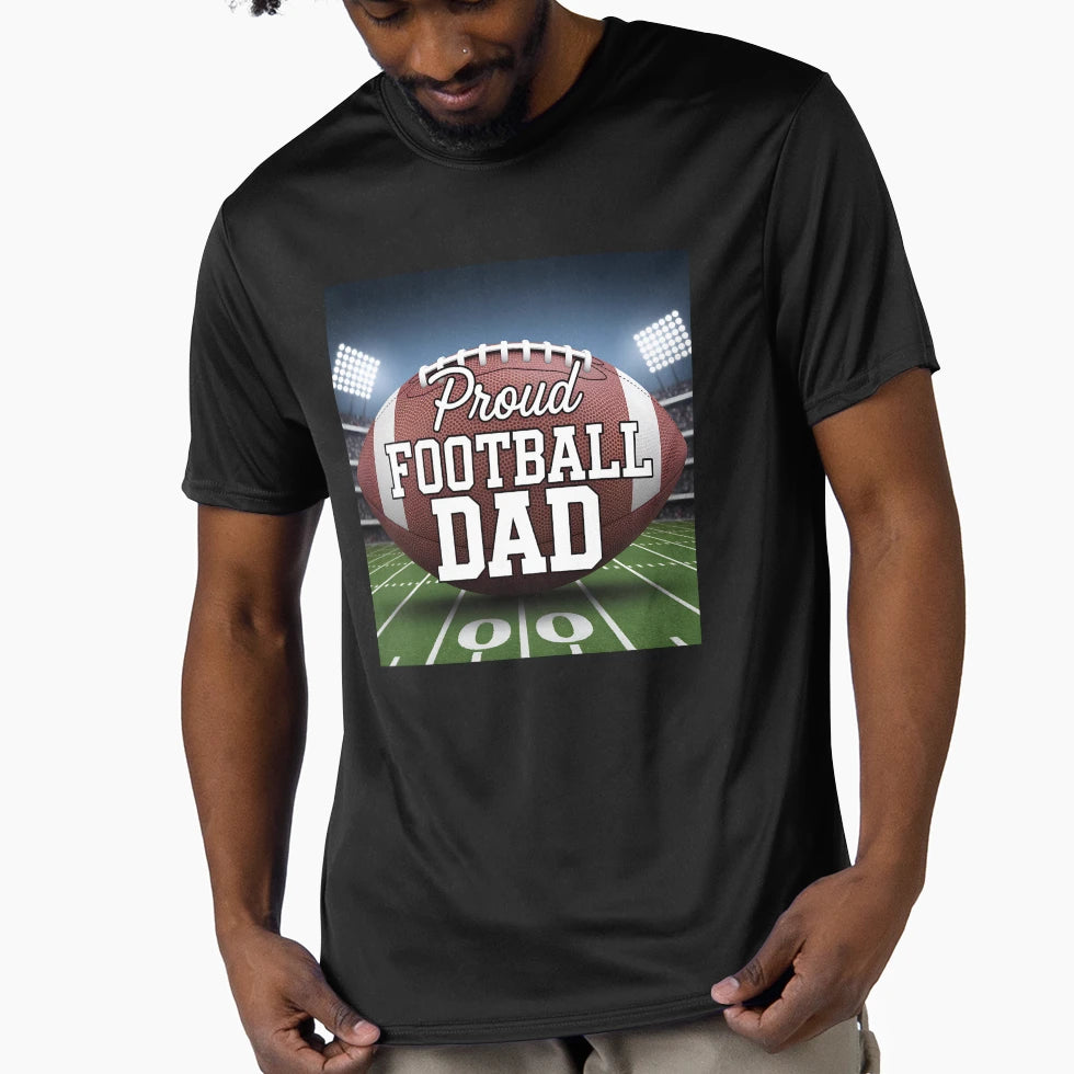 Proud Football Dad Large Football Stadium T-Shirt - Novelty Apparel Unisex - T-Shirt, Sweatshirt, Hoodie