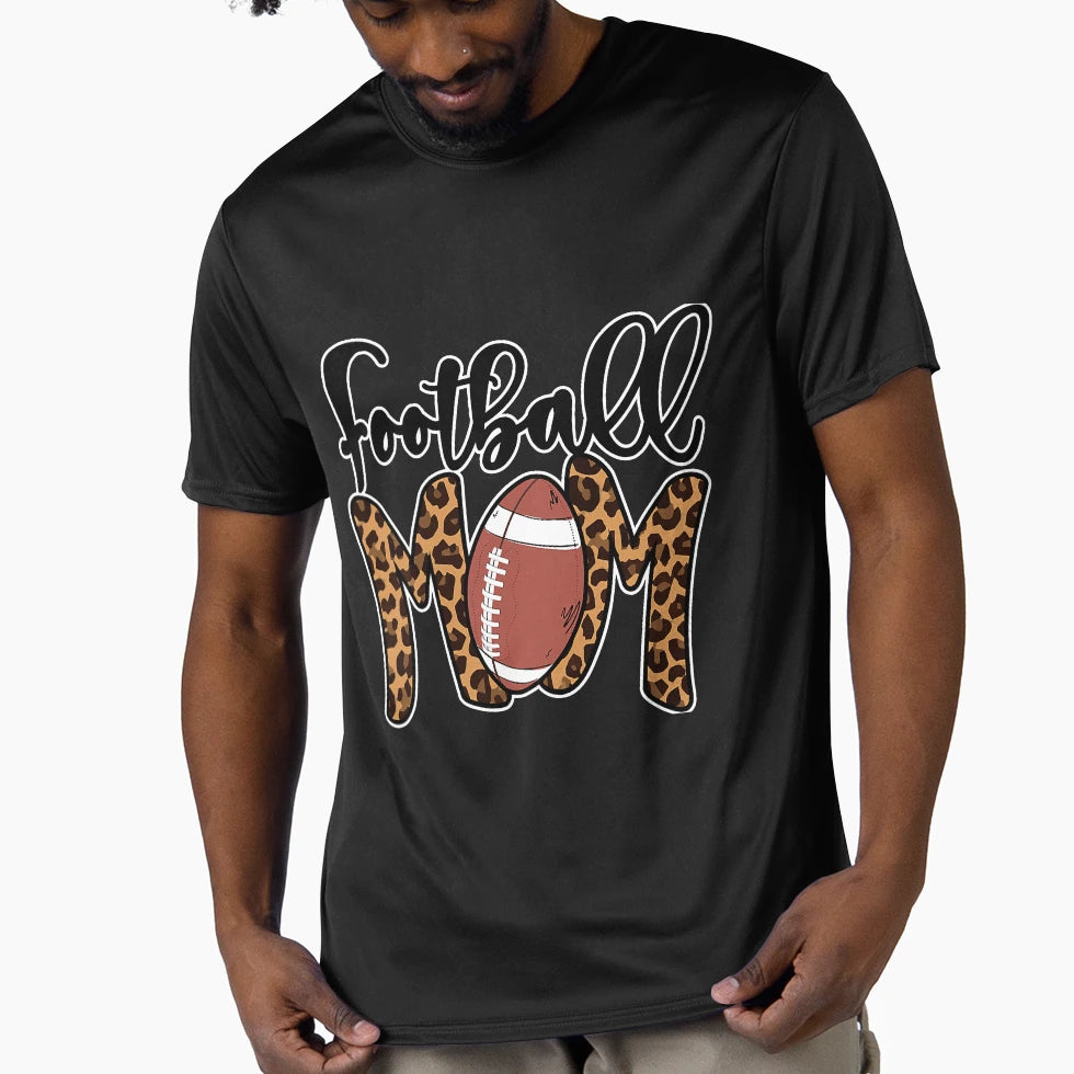 Football Mom Leopard American Football T-Shirt - Fun Novelty Design Unisex - T-Shirt, Sweatshirt, Hoodie