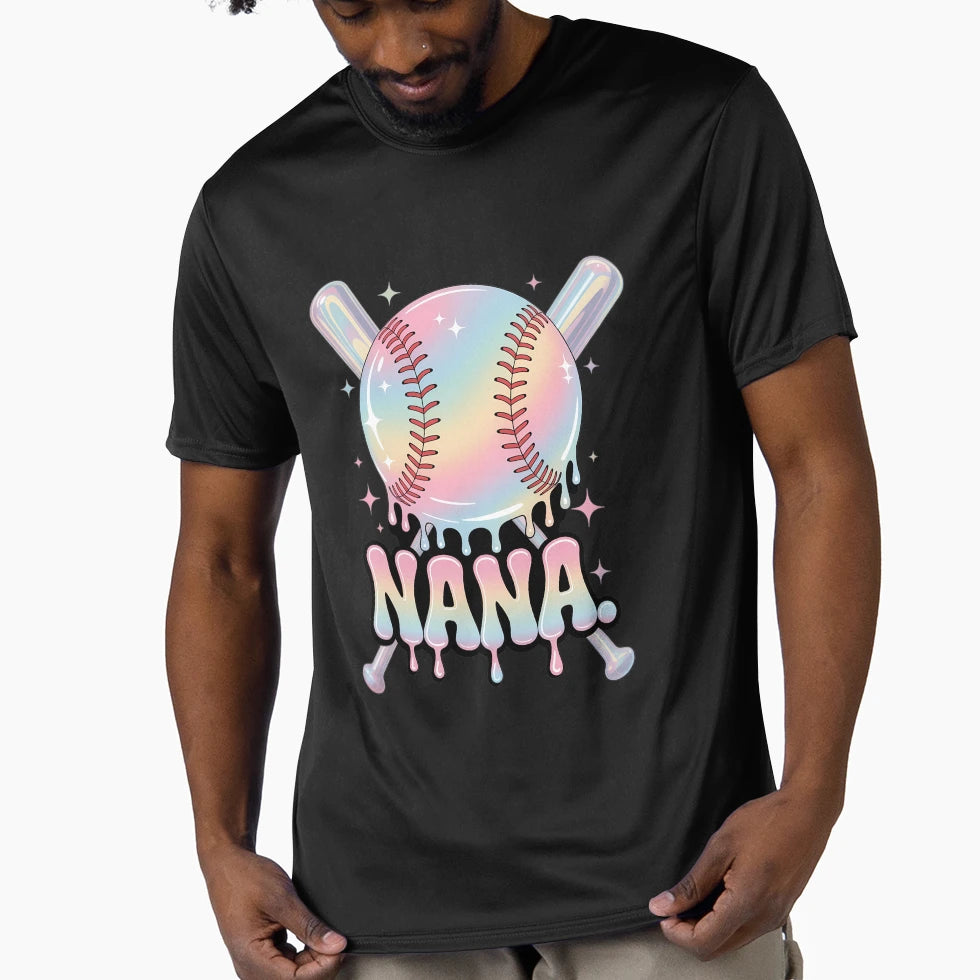 Baseball Drip Nana Tie Dye Baseball T-Shirt - Novelty Apparel for Adults - T-Shirt, Sweatshirt, Hoodie