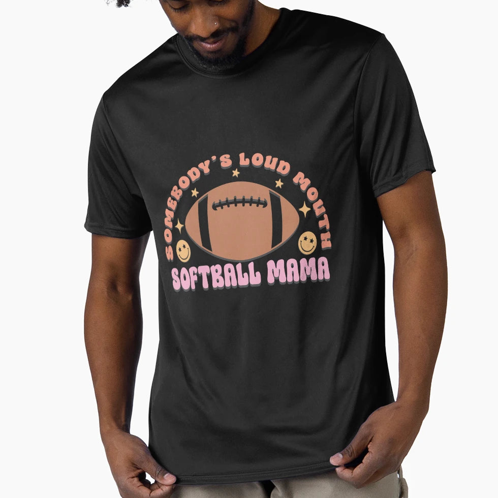 Somebodys Loud Mouth Softball Mama T-Shirt - Graphic Print for Adults - T-Shirt, Sweatshirt, Hoodie