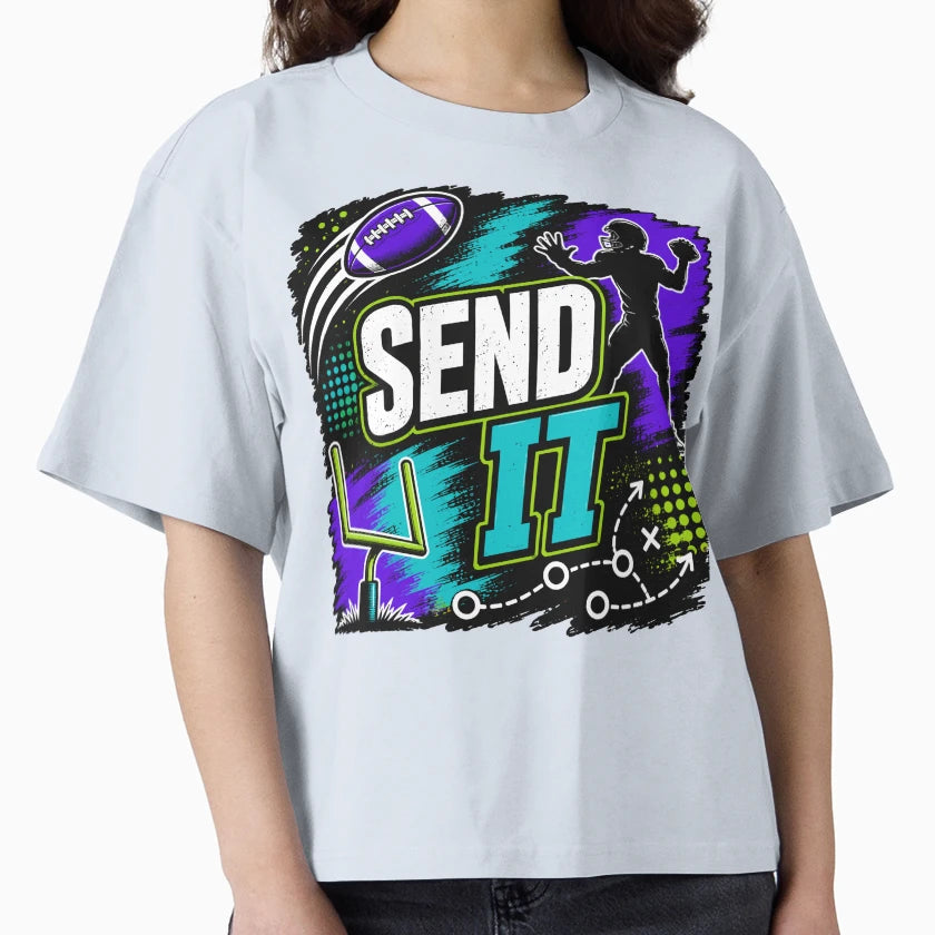 Send It Football Grunge T-Shirt - Aesthetic Graphic for Adults - T-Shirt, Sweatshirt, Hoodie