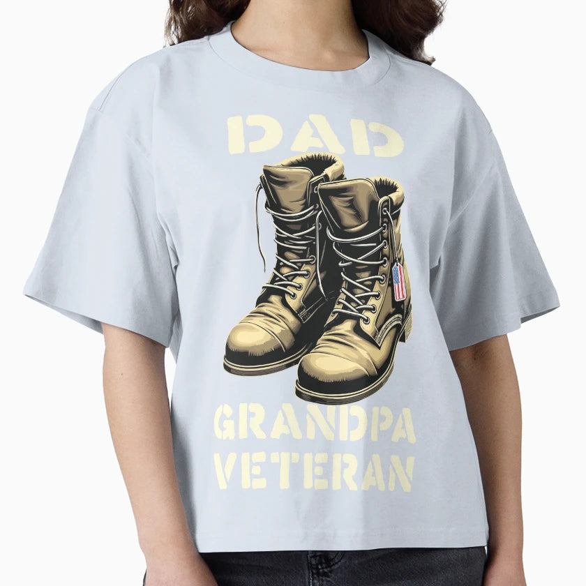 Proud Dad Grandpa Veteran Boots T-Shirt - Graphic Print Men Women - T-Shirt, Sweatshirt, Hoodie