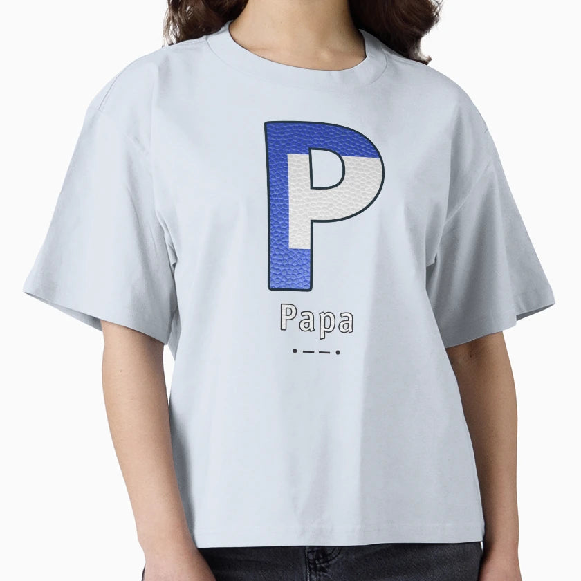 Papa Navy Alphabet Leather T-Shirt - Custom Art Print Men Women - T-Shirt, Sweatshirt, Hoodie