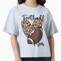 Leopard Heart Football Mom T-Shirt - Fun Novelty Design Unisex - T-Shirt, Sweatshirt, Hoodie