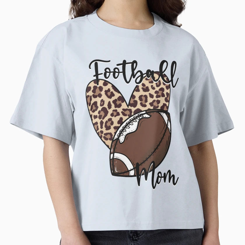 Leopard Heart Football Mom T-Shirt - Fun Novelty Design Unisex - T-Shirt, Sweatshirt, Hoodie