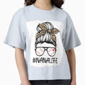 Bleached Baseball Nana Life Leopard Bow T-Shirt - Trendy Graphic Unisex - T-Shirt, Sweatshirt, Hoodie