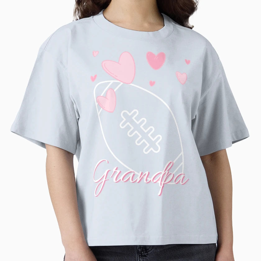 Heart And Football Grandpa T-Shirt - Minimalist Print Men Women - T-Shirt, Sweatshirt, Hoodie