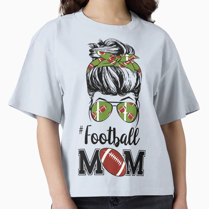 Football Mom Messy Bun T-Shirt - Casual Everyday Wear Men Women - T-Shirt, Sweatshirt, Hoodie