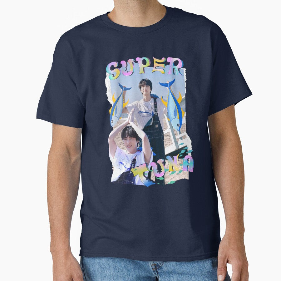 Super Tuna Collage: Fun BTS Jin Tribute by AJUNICE - Adult & Kids T-Shirts, Sweatshirts & Hoodies apparel design preview 1