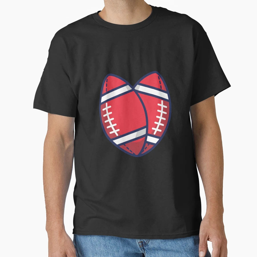 American Football Sports Love Heart T-Shirt - Streetwear Style Men Women - T-Shirt, Sweatshirt, Hoodie