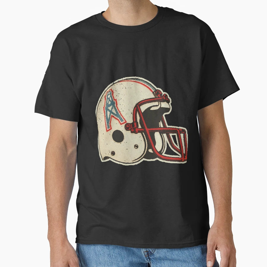 80S Oilers Helmet Defunct T-Shirt - Fun Novelty Design for Adults - T-Shirt, Sweatshirt, Hoodie
