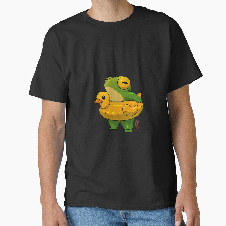 Cute summer time ducky frog swimming pool floatie - Adult & Kids T-Shirts, Sweatshirts & Hoodies apparel design preview 1