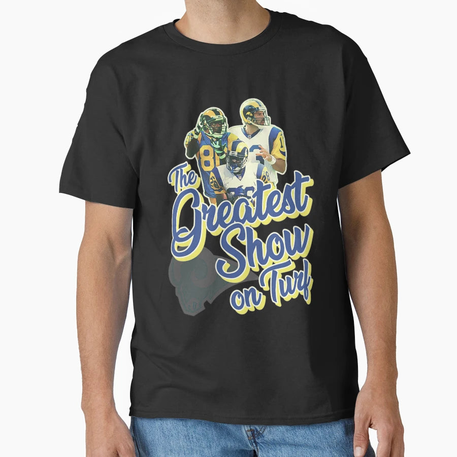 Rams T Shirtthe Greatest Show Turf T-Shirt - Graphic Print for Adults - T-Shirt, Sweatshirt, Hoodie