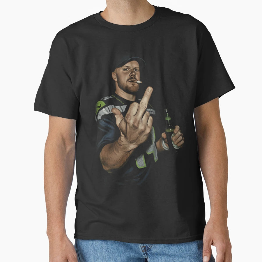 Meme Sam Darnold Middle Finge Black T-Shirt - Aesthetic Graphic Men Women - T-Shirt, Sweatshirt, Hoodie