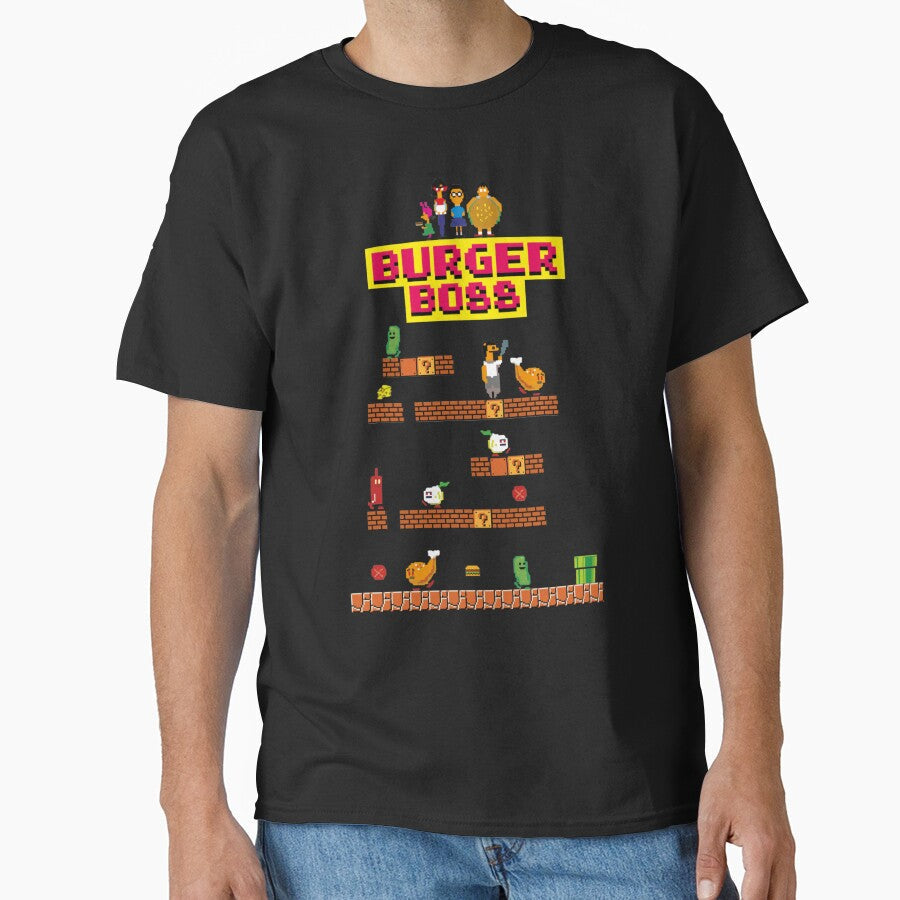 Burger Boss pixel art by AngelynAllai - Adult & Kids T-Shirts, Sweatshirts & Hoodies apparel design preview 1