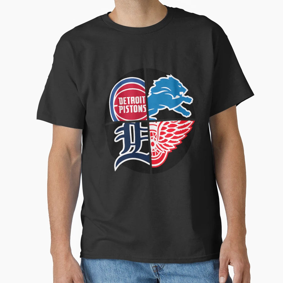 Detroit Sports Quad T-Shirt - Novelty Apparel for Adults - T-Shirt, Sweatshirt, Hoodie