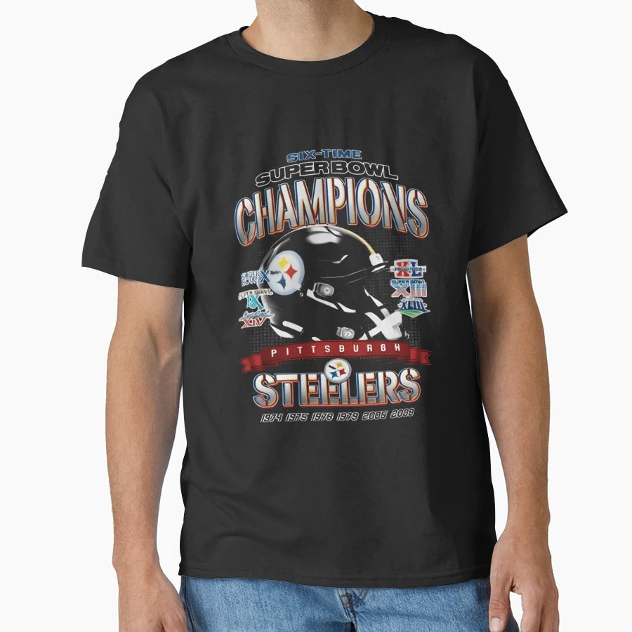 Pittsburgh Six Time Super Bowl Champions T-Shirt - Custom Art Print Unisex - T-Shirt, Sweatshirt, Hoodie