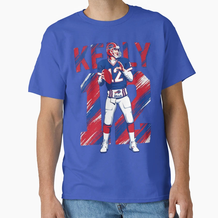 Jim Kelly 12 Buffalo Football Legend T-Shirt - Novelty Apparel Men Women - T-Shirt, Sweatshirt, Hoodie