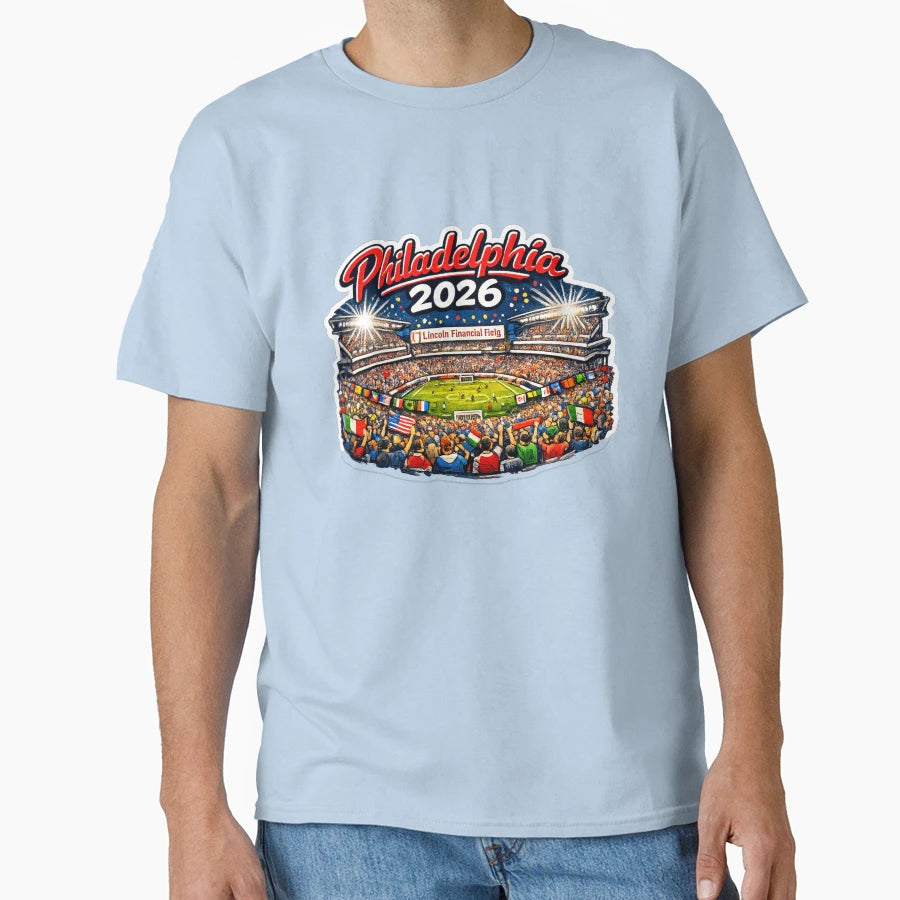 Philadelphia 2026 Stadium Soccer T-Shirt - Novelty Apparel for Adults - T-Shirt, Sweatshirt, Hoodie