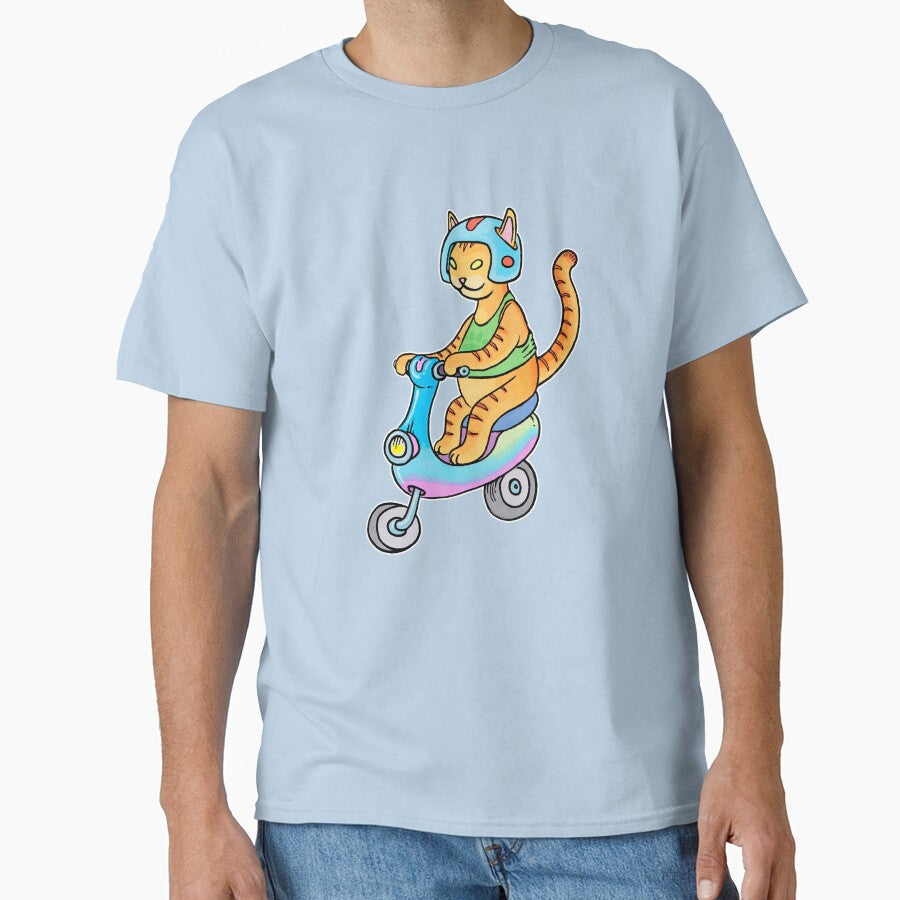 Scooter Cat by SpaceCatVisions - Adult & Kids T-Shirts, Sweatshirts & Hoodies apparel design preview 1