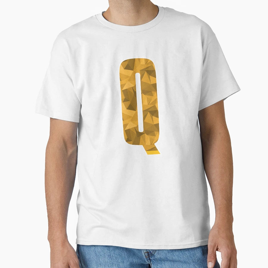 Letter Q Monogram Letter Art Yellow T-Shirt - Casual Everyday Wear Unisex - T-Shirt, Sweatshirt, Hoodie