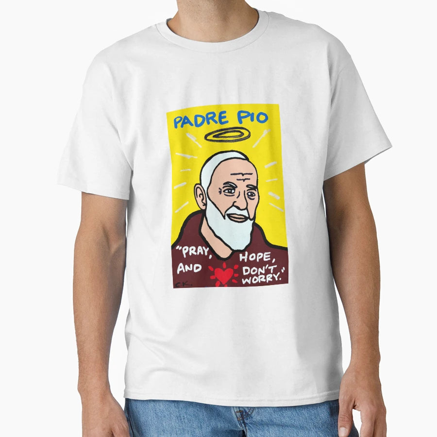 St Pio Religious Folk Art T-Shirt - Novelty Apparel Men Women - T-Shirt, Sweatshirt, Hoodie