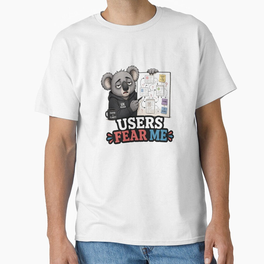 Funny UX Designer Gift Exhausted Koala User - Adult & Kids T-Shirts, Sweatshirts & Hoodies apparel design preview 1