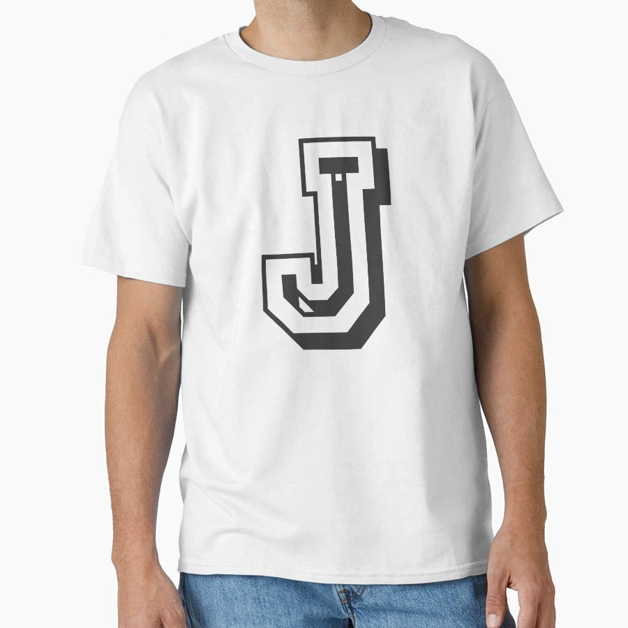 Letter J College Font From University T-Shirt - Aesthetic Graphic Unisex - T-Shirt, Sweatshirt, Hoodie