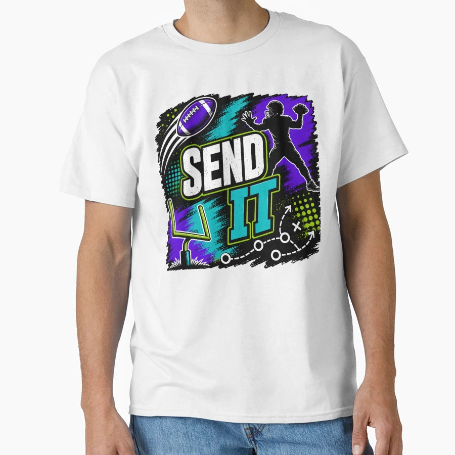 Send It Football Grunge T-Shirt - Minimalist Print Unisex - T-Shirt, Sweatshirt, Hoodie