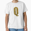 Letter Q Yellow And Gold Water Wave Ocean T-Shirt - Unique Graphic Unisex - T-Shirt, Sweatshirt, Hoodie