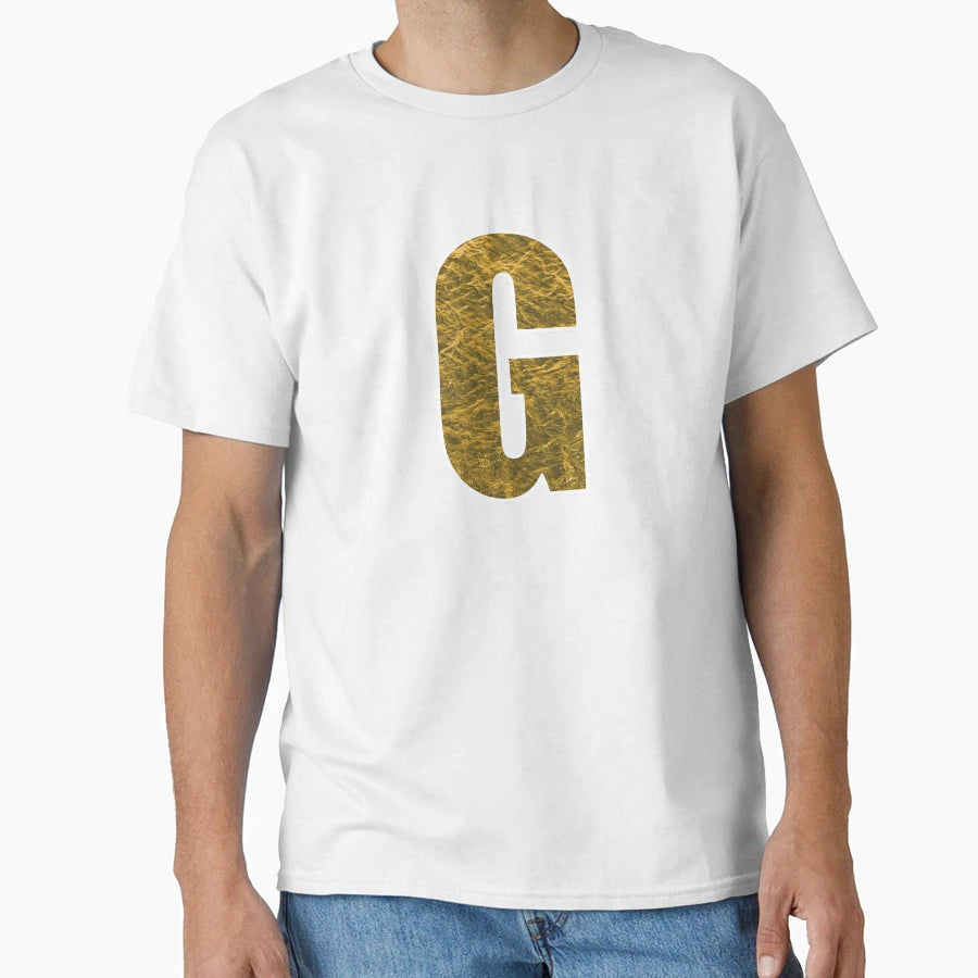 Letter G Yellow And Gold Water Wave Ocean T-Shirt - Trendy Graphic Unisex - T-Shirt, Sweatshirt, Hoodie