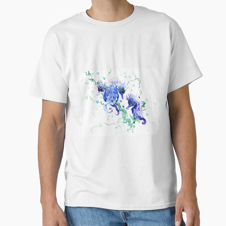 Blue Seahorses by surenart - Adult & Kids T-Shirts, Sweatshirts & Hoodies apparel design preview 1