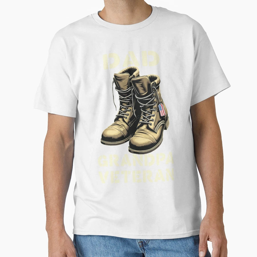Proud Dad Grandpa Veteran Boots T-Shirt - Custom Art Print for Adults - T-Shirt, Sweatshirt, Hoodie