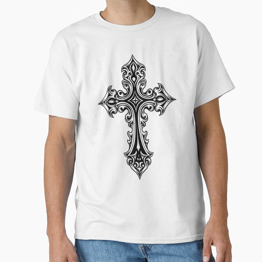 Ornate Gothic Cross Graphic Dark Aesthetic Streetwear - Adult & Kids T-Shirts, Sweatshirts & Hoodies apparel design preview 1