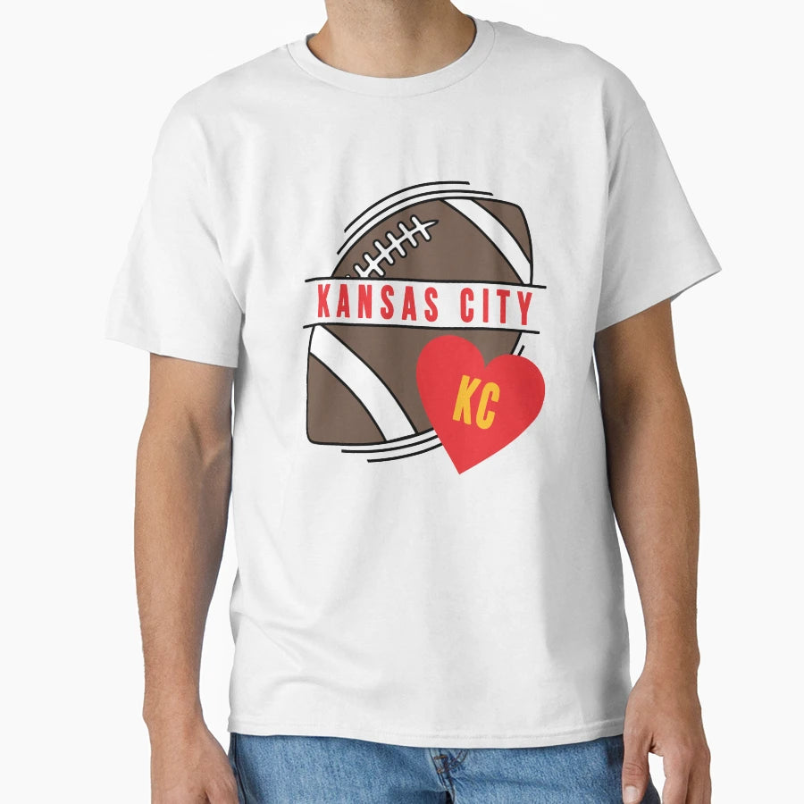 Kansas City Heart Kc Football T-Shirt - Trendy Graphic for Adults - T-Shirt, Sweatshirt, Hoodie