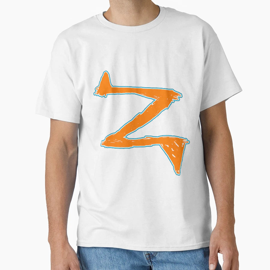 Grunge Z Logo Safety Orange And Sky T-Shirt - Custom Art Print for Adults - T-Shirt, Sweatshirt, Hoodie