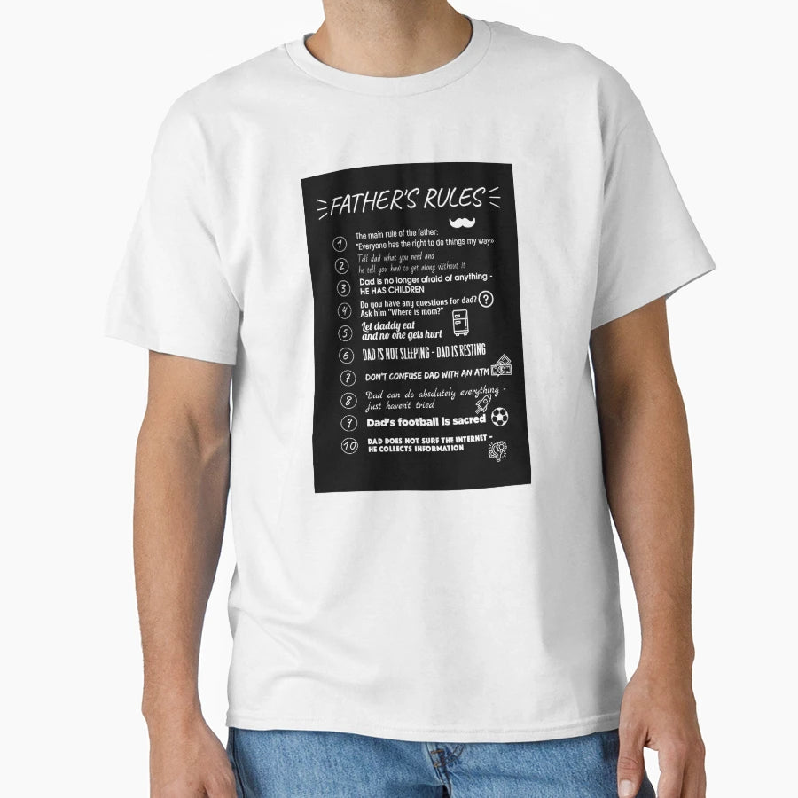 Fathers Rules Black T-Shirt - Fun Novelty Design for Adults - T-Shirt, Sweatshirt, Hoodie