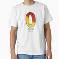 Oscar Navy Alphabet Leather T-Shirt - Fun Novelty Design Unisex - T-Shirt, Sweatshirt, Hoodie