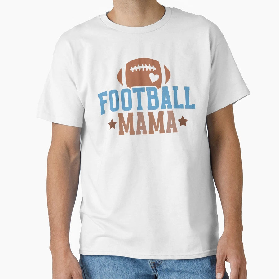 Brown And Blue Football Mama T-Shirt - Fun Novelty Design Unisex - T-Shirt, Sweatshirt, Hoodie