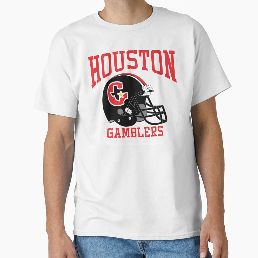 Houston Gamblers Helmet T-Shirt - Minimalist Print for Adults - T-Shirt, Sweatshirt, Hoodie