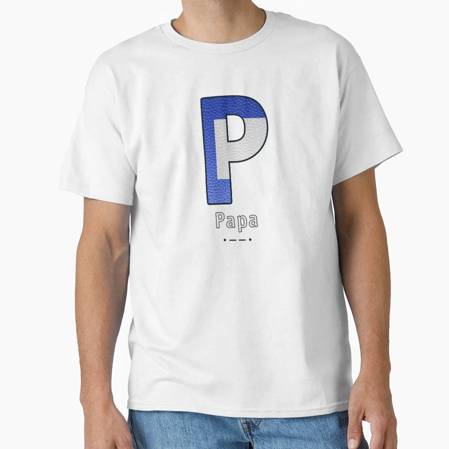Papa Navy Alphabet Leather T-Shirt - Custom Art Print for Adults - T-Shirt, Sweatshirt, Hoodie